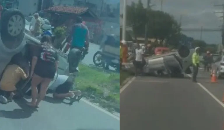 VÍDEO: Carro capota no Coroado e deixa motorista gravemente ferido