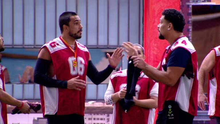 BBB 25: Maike ganha prova do líder e se envolve em discussão com brothers: "Agora vocês querem aparecer no jogo" - (Foto: Reprodução/Gshow).
