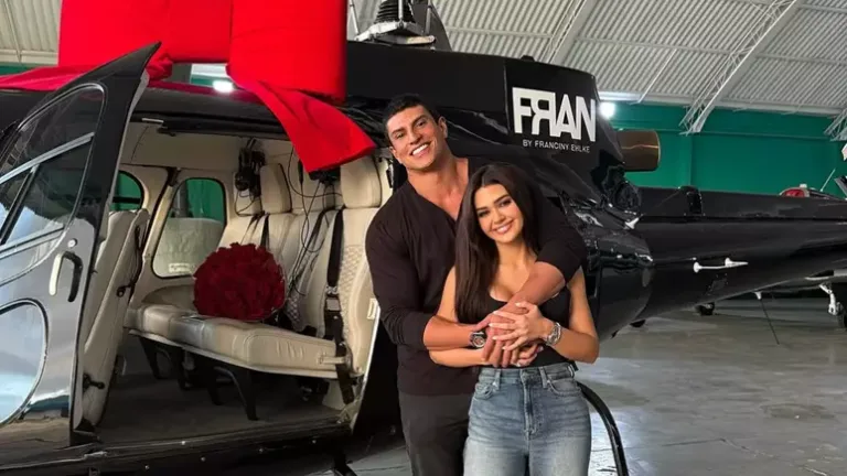 Influenciadora paranaense ganha helicóptero do namorado em aniversário: "Só uma lembrancinha"