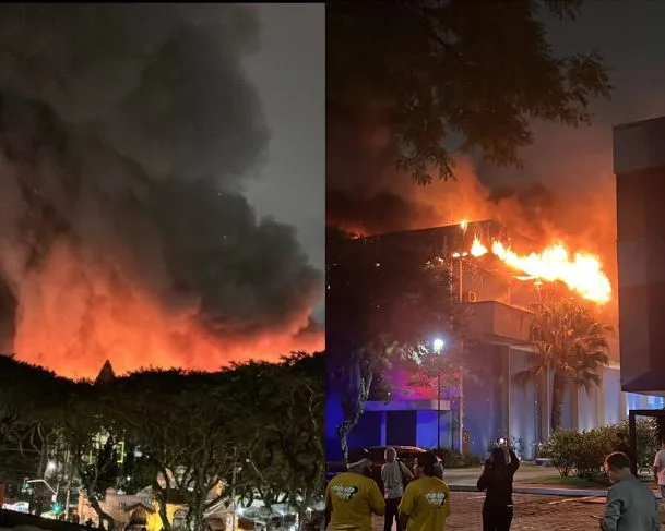 VÍDEO: Incêndio de grandes proporções atinge teatro da PUC em Curitiba VÍDEO: Incêndio de grandes proporções atinge teatro da PUC em Curitiba