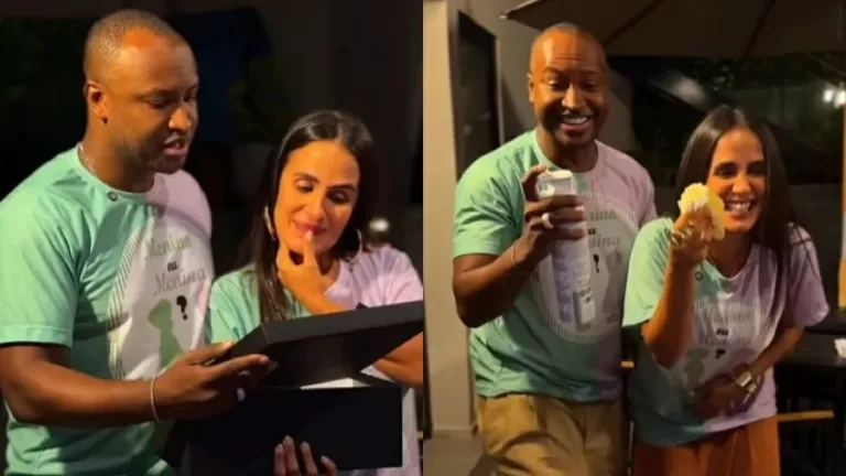 Thiaguinho e Carol Peixinho revelam sexo do bebê em chá revelação íntimista; veja