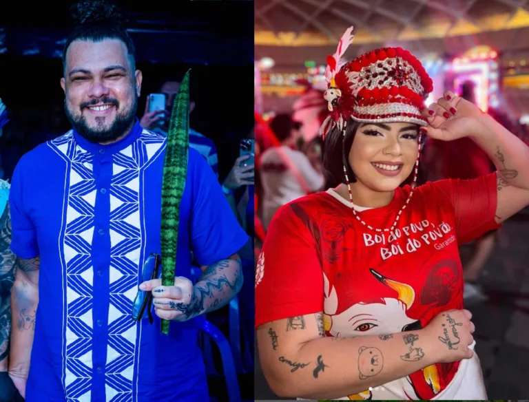 Influenciadores torcedores dos bois Caprichoso e Garantido se envolvem em confusão em evento.