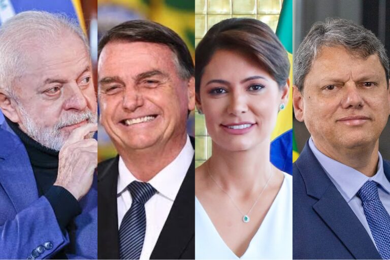 Lula, Jair Bolsonaro, Michelle Bolsonaro e Tarcísio de Freitas