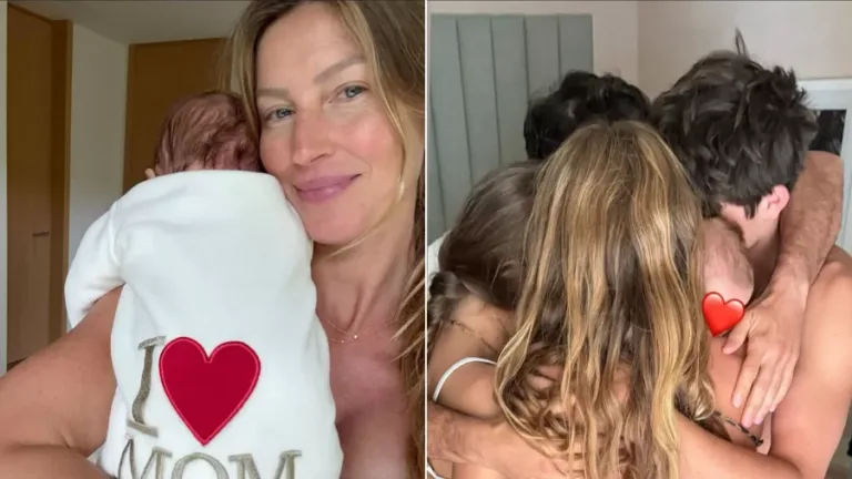 Gisele Bündchen mostra primeira foto com filho e relata saudade da mãe: ‘Maior presente’