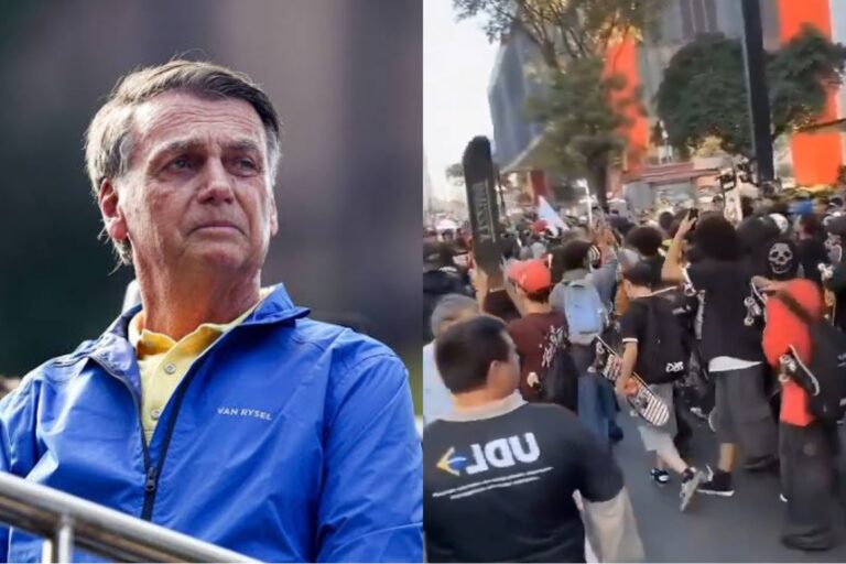VÍDEO: Skatistas invadem ato de Bolsonaro na Paulista e xingam ex-presidente