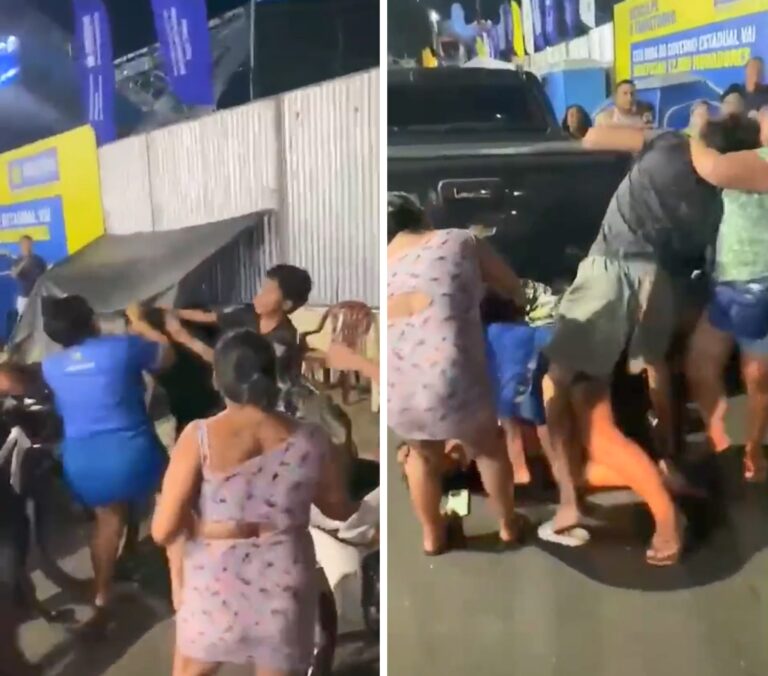 Briga na fila da Galera do Caprichoso em Parintins.
