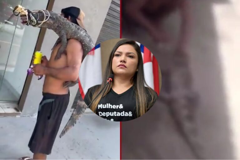 Homem que viralizou carregando jacaré em Manaus aparece cortando o animal em suposto novo vídeo; Joana Darc se manifesta