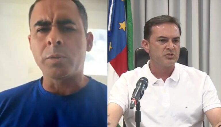 Rossy Amoedo, presidente do Caprichoso e Mateus Assayag, prefeito de Parintins.