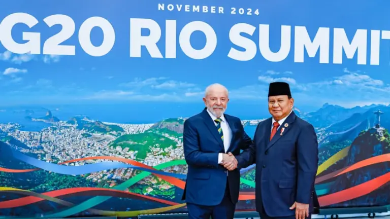 Lula e o presidente Prabowo Subianto (Indonésia), em evento do G20 no Rio, em novembro de 2024
