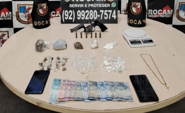 Jovem é preso com arma de fogo e drogas após denúncia anônima na Zona Sul de Manaus