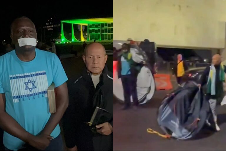 Veja momento em que deputados aliados de Bolsonaro saem da frente do STF após ordem de Moraes