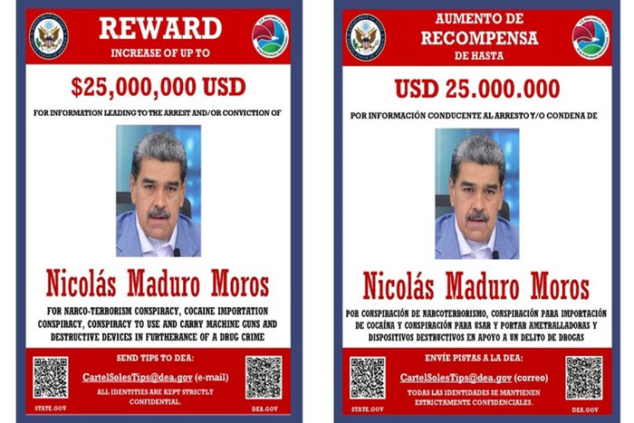 EUA anuncia recompensa de US$ 25 milhões por captura de Nicolás Maduro