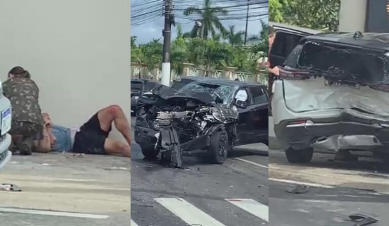 acidente entre 2 carros deixa ao menos 3 feridos na Ponta Negra, em Manaus