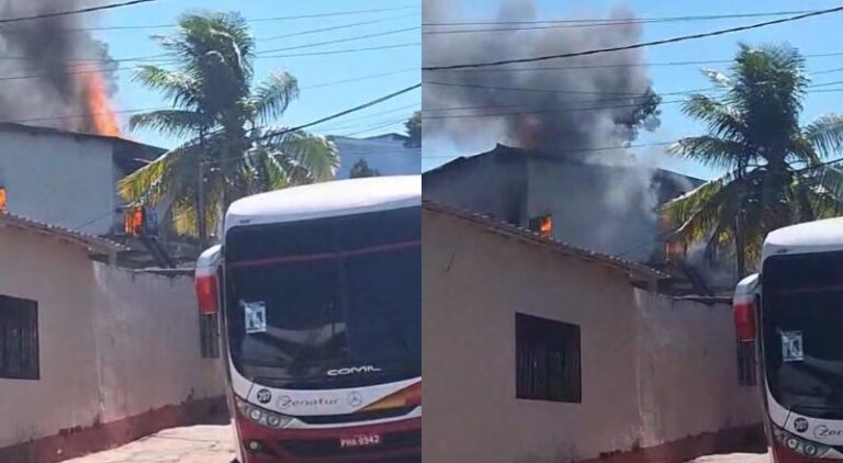 Casa pega fogo após panela de pressão explodir em Manaus