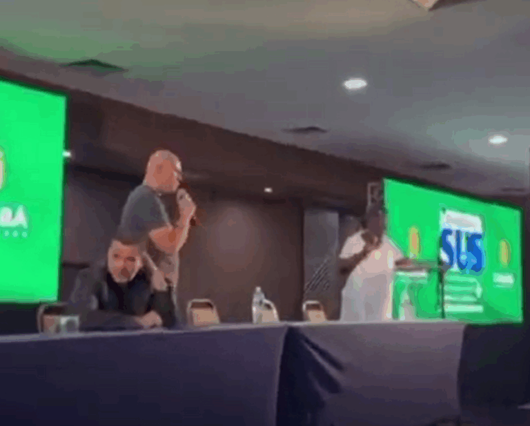 Prefeito de Cuibá discute com professora sobre uso do pronome neutro em evento na cidade - (Foto: Reprodução/X).