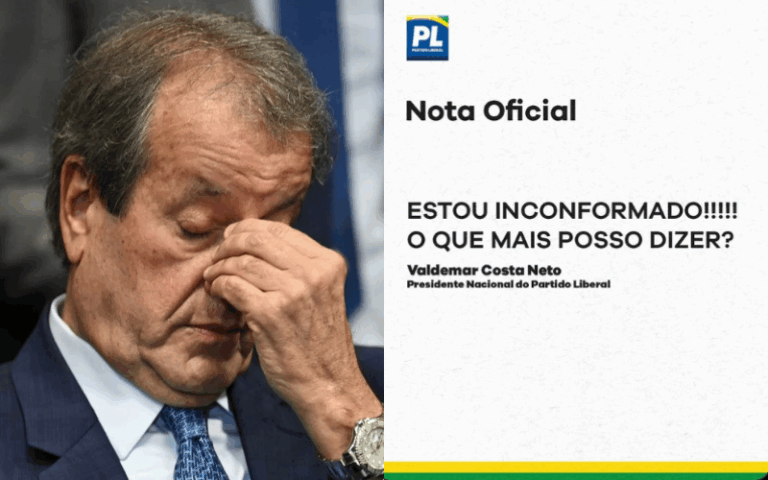 Nota do PL assinada por Valdemar da Costa Neto.