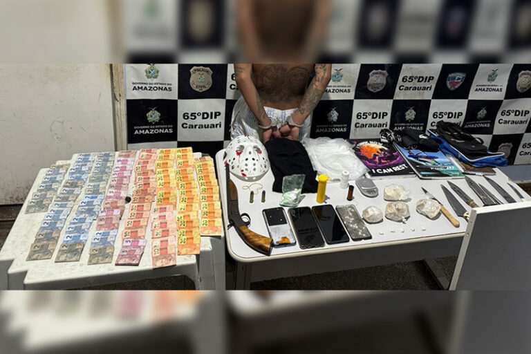 Prisão de suspeito por crimes graves em Carauari (Foto: Divulgação/PC-AM)