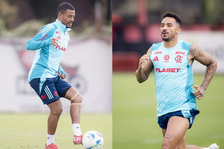 De la Cruz e Danilo (Fotos: Adriano Fontes/Flamengo)