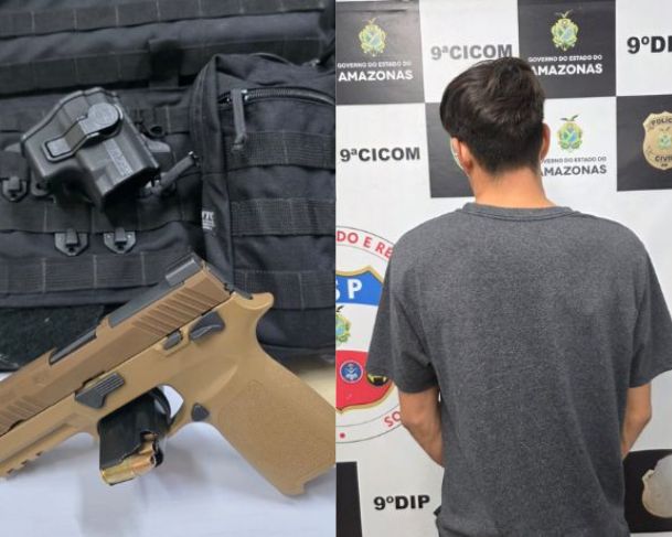 Homem é preso com pistola furtada em estacionamento de supermercado na zona Norte de Manaus