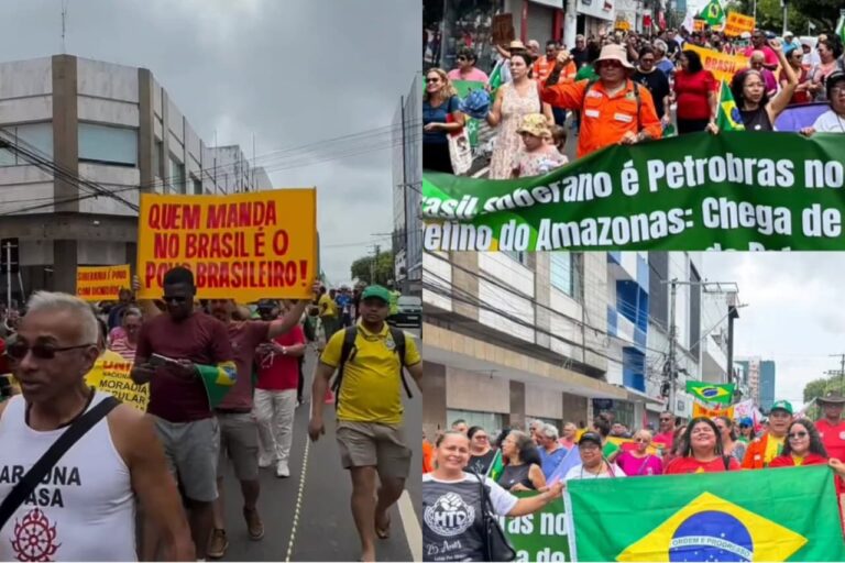 VÍDEO: Em defesa da sobrerania nacional, esquerda vai às ruas em Manaus neste 7 de Setembro