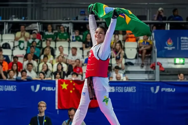 É ouro para o Brasil! Aos 22 anos, Maria Clara Pacheco é campeã no Mundial de Taekwondo É ouro para o Brasil! Aos 22 anos, Maria Clara Pacheco é campeã no Mundial de Taekwondo