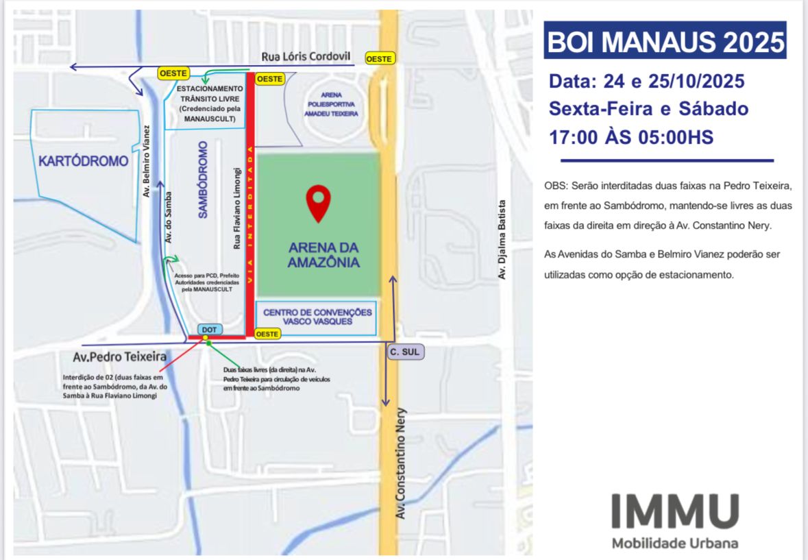 Eventos de comemoração do Aniversário de Manaus terá alteração no trânsito; veja mudanças