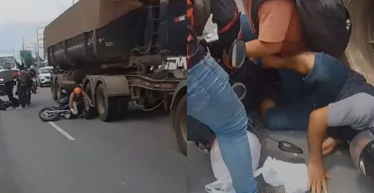 Duas pessoas ficam embaixo de carreta após “olhar” acidente em Manaus Duas pessoas ficam embaixo de carreta após “olhar” acidente em Manaus