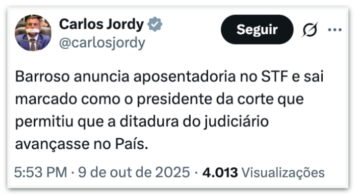 Oposição reage à aposentadoria antecipada de Luís Roberto Barroso do STF
