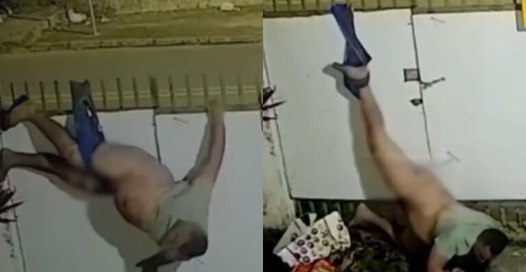 VÍDEO: Durante tentativa de furto, homem invade casa, fica preso no portão e acaba completamente nu VÍDEO: Durante tentativa de furto, homem invade casa, fica preso no portão e acaba completamente nu