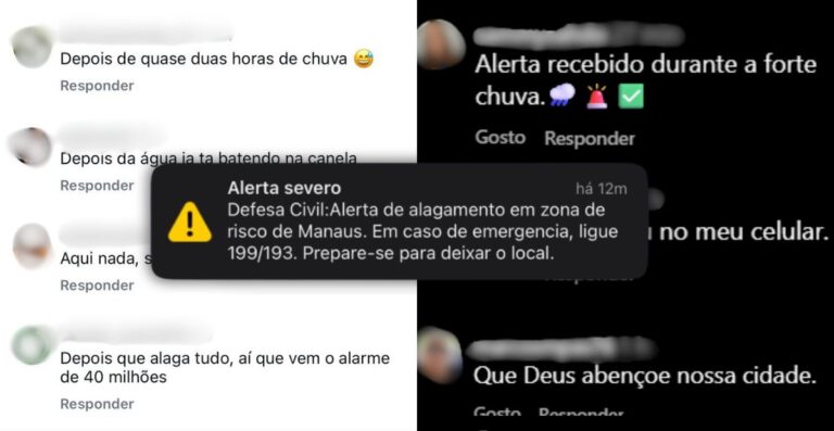 Alerta de alagamento da Defesa Civil gera repercussão nas redes sociais em Manaus Alerta de alagamento da Defesa Civil gera repercussão nas redes sociais em Manaus