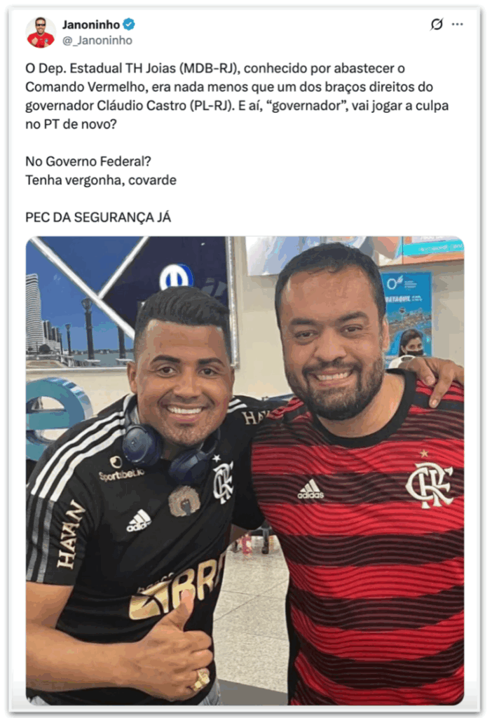 Internautas compartilham fotos de governador do Rio Claudio Castor com ex-deputado ligado ao CV