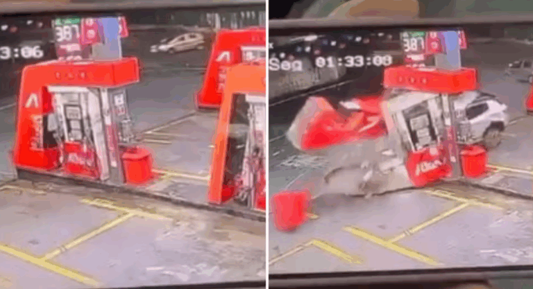 VÍDEO: Carro invade posto de combustíveis e destrói bomba em SP
