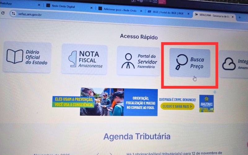 Link do Busca Preço no site da Sefaz-AM