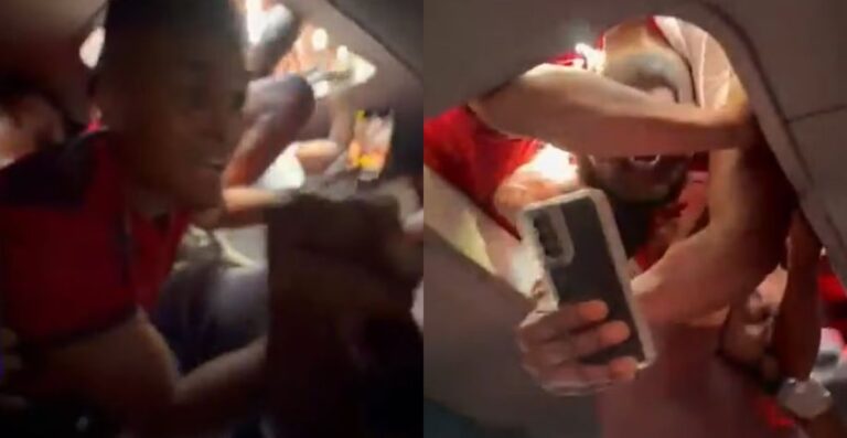 Aero Fla: jogadores registram torcedores do Flamengo entrando no ônibus pelo teto