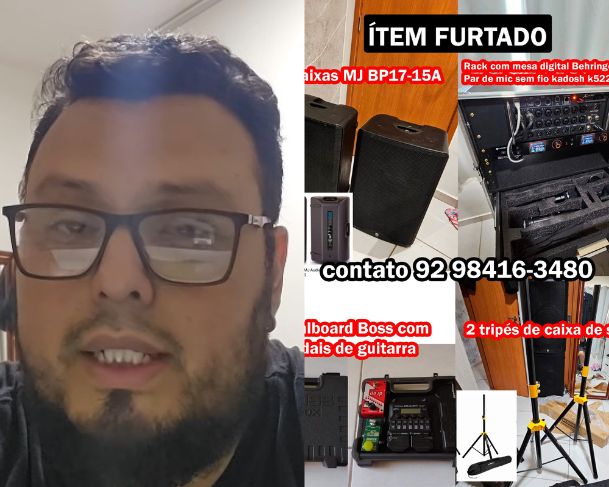 Músico de Manaus relata roubo de equipamentos de trabalho e pede ajuda nas redes sociais