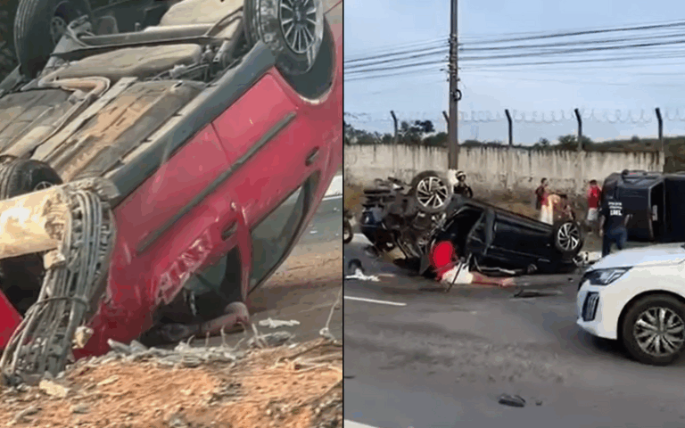 O acidente envolveu três veículos.