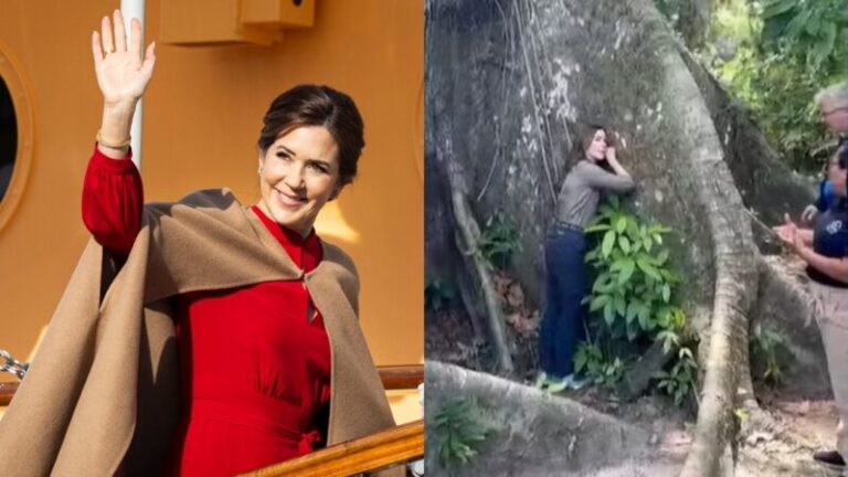 COP30: Rainha da Dinamarca visita ilha em Belém e abraça samaumeira