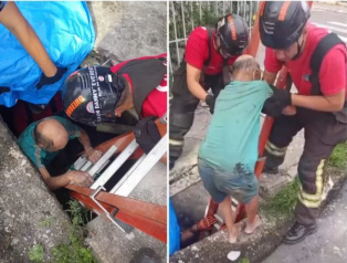 Idoso é resgatado após passar dois dias preso em bueiro em Manaus