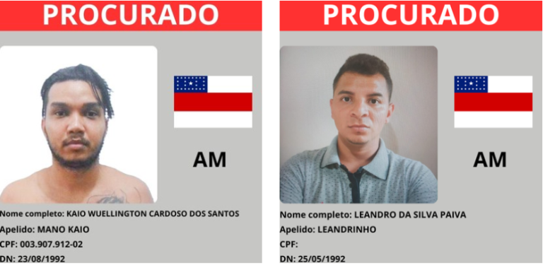 Mano Kaio, Bebê da FDN e Belo estão entre os 8 foragidos mais perigosos do Amazonas Mano Kaio, Bebê da FDN e Belo estão entre os 8 foragidos mais perigosos do Amazonas