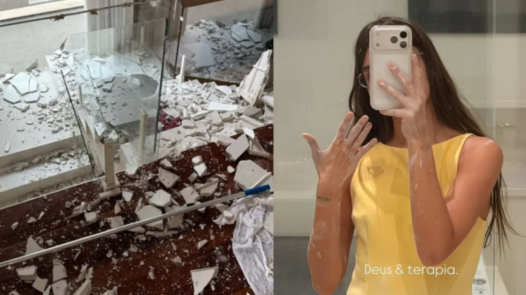 Teto da casa de Amanda Kimberlly desaba durante fortes chuvas em São Paulo