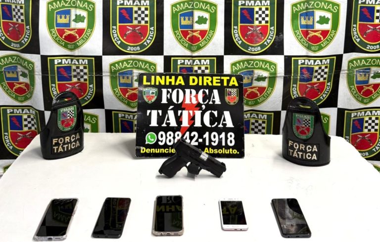 Assaltante é preso com celulares roubados em Manaus Assaltante é preso com celulares roubados em Manaus