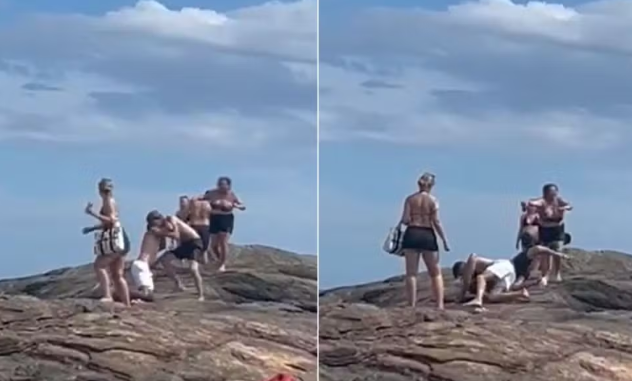 VÍDEO: Briga entre banhistas termina em troca de socos sobre rochas em praia de Itanhaém