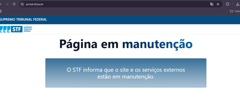 Site do Supremo Tribunal Federal fica fora do ar nesta quarta-feira (21)