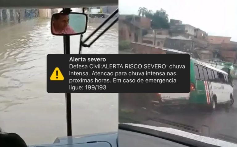 Defesa Civil emite alerta de risco severo para chuvas intensas em Manaus