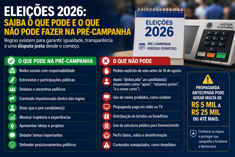Eleições 2026: saiba o que pode e o que não pode ser feito na pré-campanha