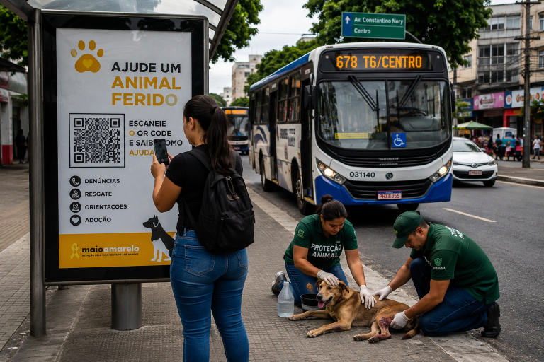 Manaus pode ter QR Code nos pontos de ônibus para resgatar animais atropelados