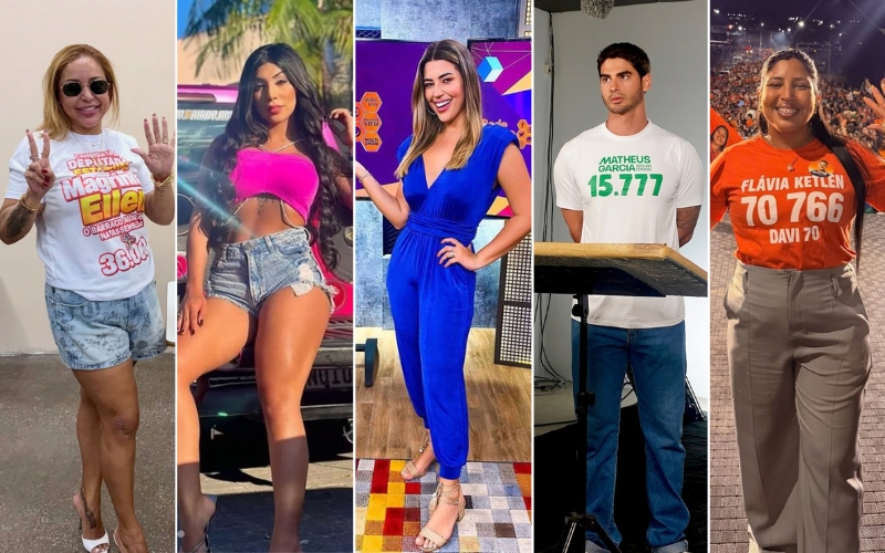 Magrinha Ellen, Isabelly Auora, Vivian Amorim, Matheus Garcia e Flávia Ketlen respectivamente (Fotos: reprodução)
